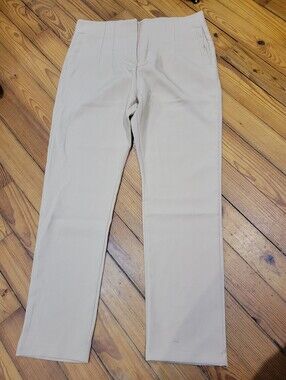 Classic Womens Beige Dress Pants - Clean Front Pleat